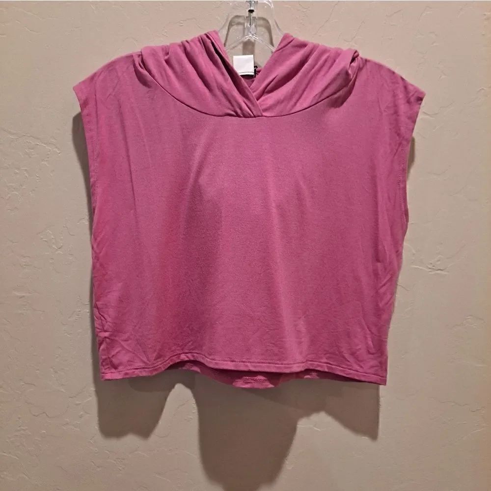 Terez Pink Size XL Crop Top Hooded.